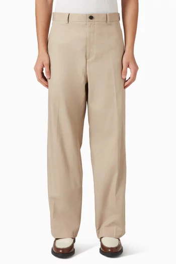 Straight-leg Pants in Cotton-linen