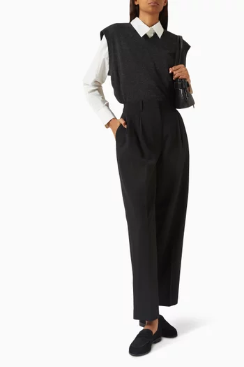 Pleated Tapered Pants in Merino-wool