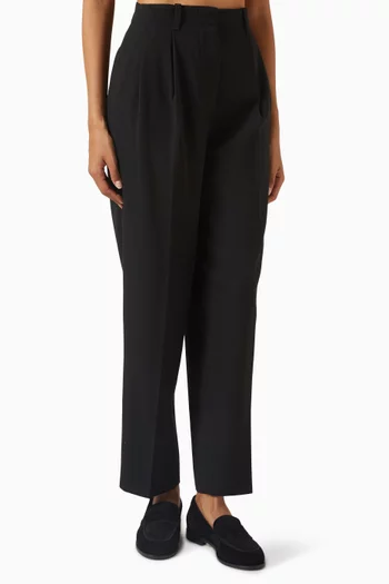Pleated Tapered Pants in Merino-wool