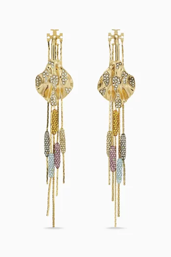 Runway Embellished Earrings in 18kt Gold-plated Brass