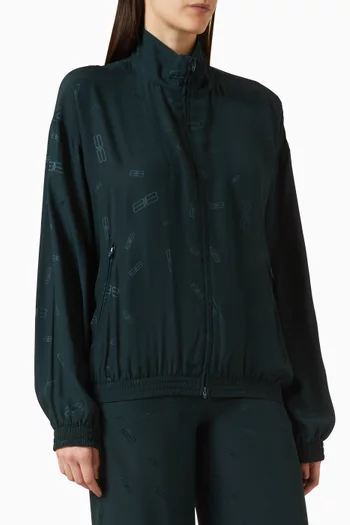 بلوزة رياضية بنقشة بشعار حرفي BB‏ حرير وجاكار