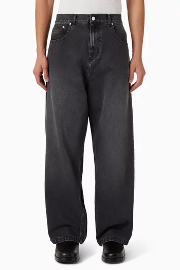 Fade Wash Baggy Pants in Denim