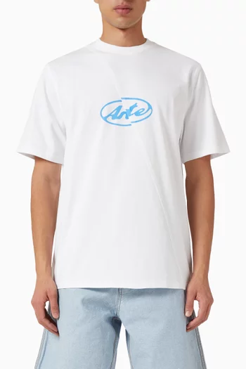 تي شيرت بشعار الماركة بتصميم دائري قطن