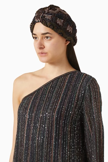 Twisted Turban in Lame-knit