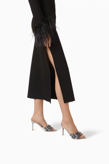 حذاء مفتوح بورما مزين بترتر بكعب 85 مم