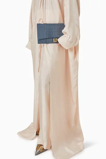 Hourglass Flat Pouch in Croc-embossed Calfskin