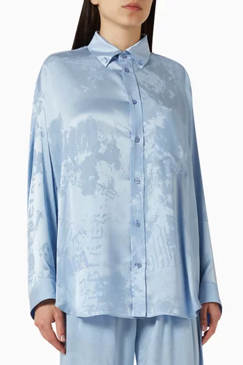 Washed Crayon Cocoon Shirt in Silk-jacquard
