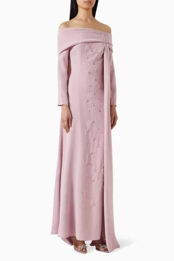 Embellished Off-shoulder Gown