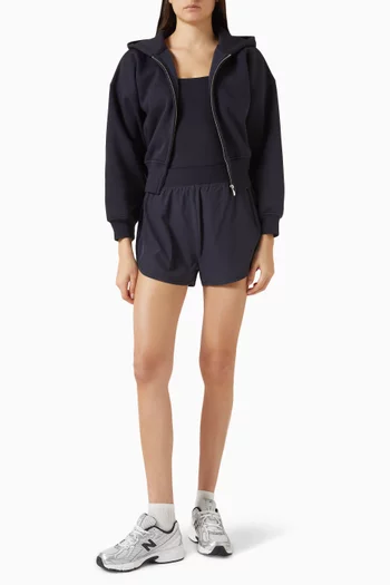 كنزة بغطاء رأس بقصة واسعة وسحّاب مزيج قطن عضوي