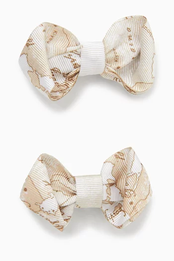 Map-print Bow Clips