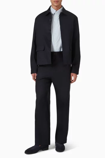 قميص بنمط جاكيت قطن وكتان بقصة فضفاضة