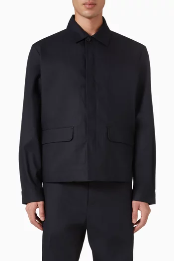 قميص بنمط جاكيت قطن وكتان بقصة فضفاضة