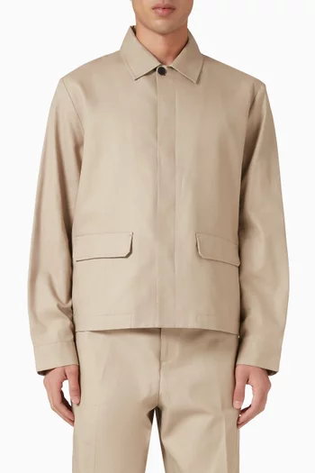 قميص بنمط جاكيت قطن وكتان بقصة فضفاضة