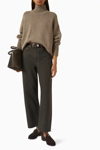 سترة نسيج صوف بياقة عالية