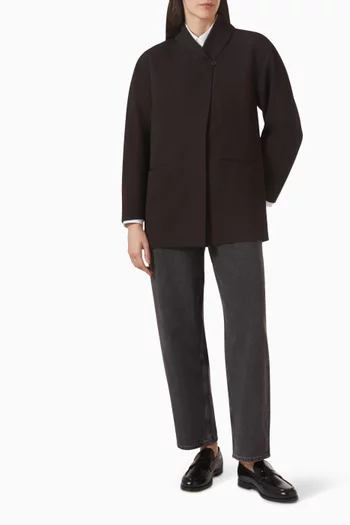 جاكيت مزيج صوف بياقة بتصميم شال