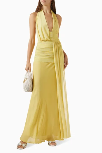 Cassis Drape Maxi Dress