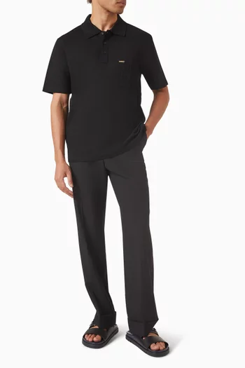 V-neck Polo Shirt in Cotton