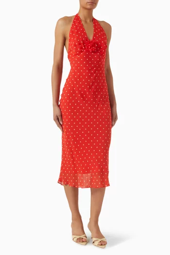 Sadie Halterneck Dress in Silk Georgette