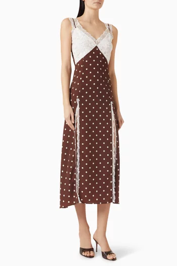 Polka-dot Lace Midi Dress