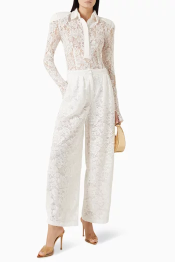 High-waisted Carrot Pants in Lace