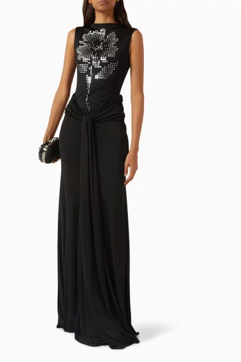 Mirrored Flower Hotfix Gown in Jersey