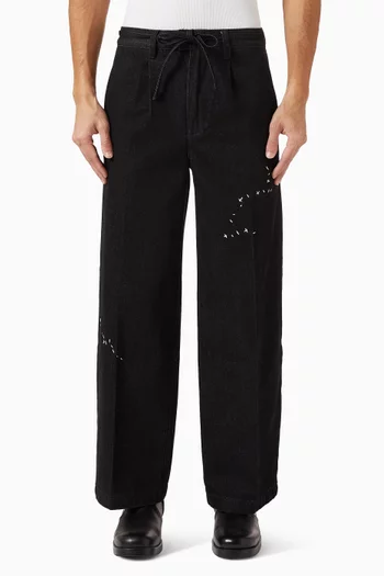 Lazy Pleated Jeans in Denim