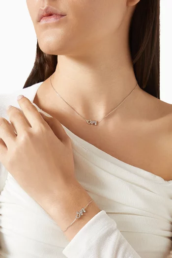 قلادة حب مرصعة بالماس ذهب أبيض عيار 18