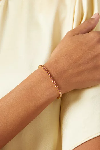 سوار تنس مرصع بكريستالات مستديرة فضة إسترلينية مطلية ذهب عيار 18