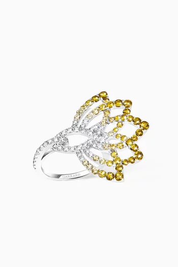 Lotus Flower Sapphire & Diamond Ring in 18kt White Gold