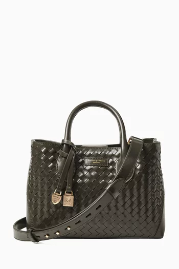 Midi London Tote Bag in Woven Leather