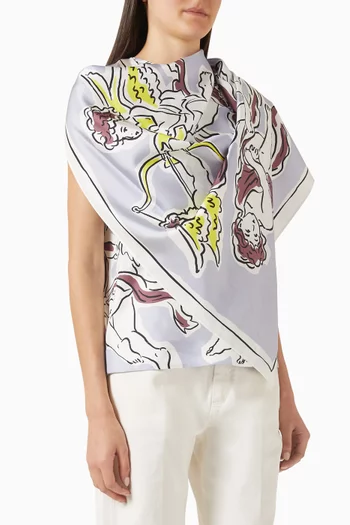 Printed Cape Top in Silk