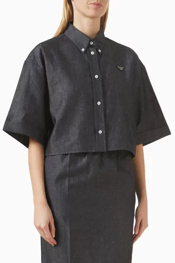 قميص بقصة مربعة مزيج قطن