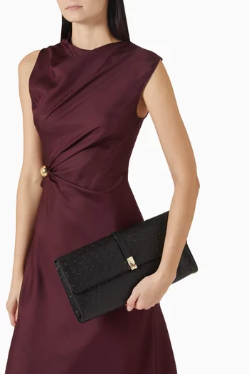 Mohini Clutch in Ostrich-embossed Leather