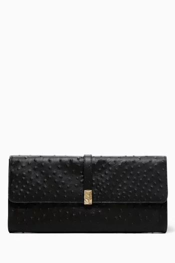 Mohini Clutch in Ostrich-embossed Leather
