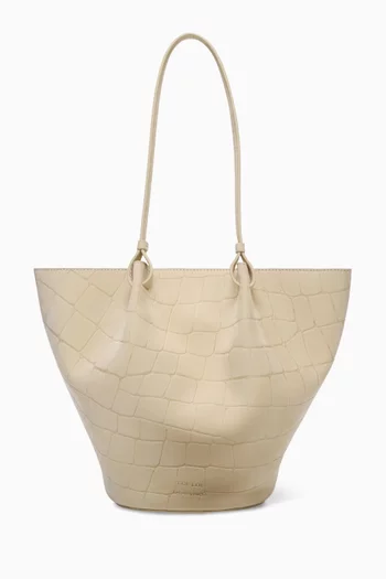 Small Doyle Tote Bag in Croc-embossed Leather