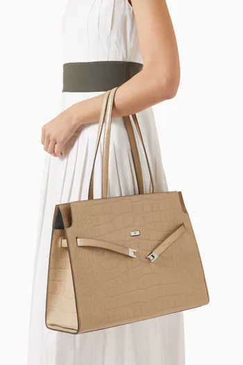 Lee Radziwill Tote Bag in Suede & Croc-embossed leather