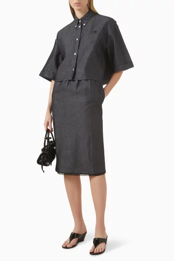 تنورة بحزام خصر مطاطي مزيج قطن