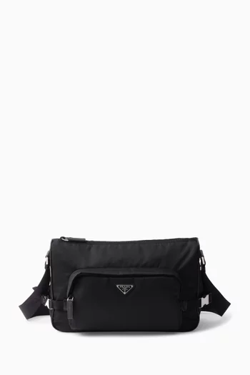 حقيبة كتف كبيرة نايلون معاد تدويره وجلد سافيانو