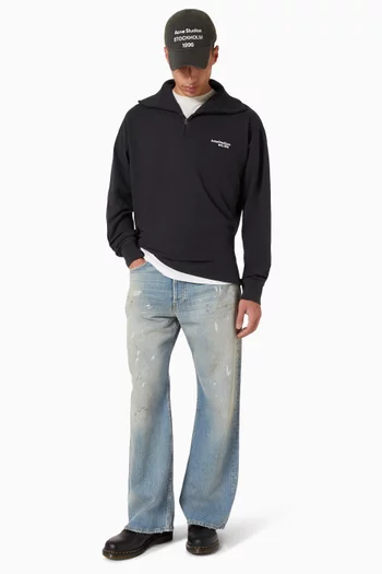 سويت شيرت بسحّاب مزين بشعار الماركة قطن