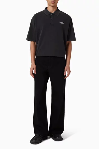 تي شيرت بولو بشعار الماركة قطن بلون باهت