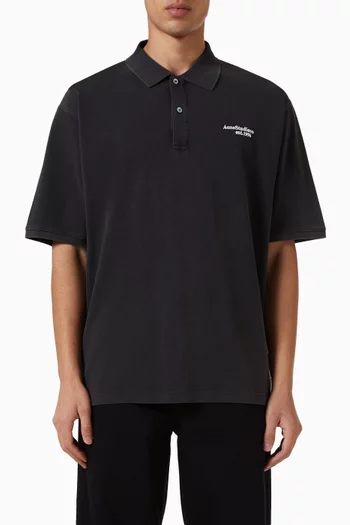 تي شيرت بولو بشعار الماركة قطن بلون باهت