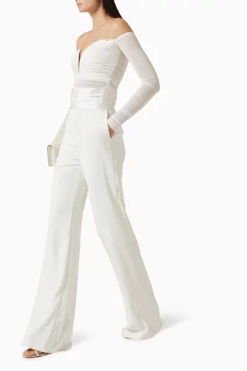 Flared-leg Pants in Crepe