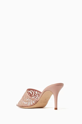حذاء سورينتو مفتوح من الخلف بكعب 75 مم دانتيل مطرز