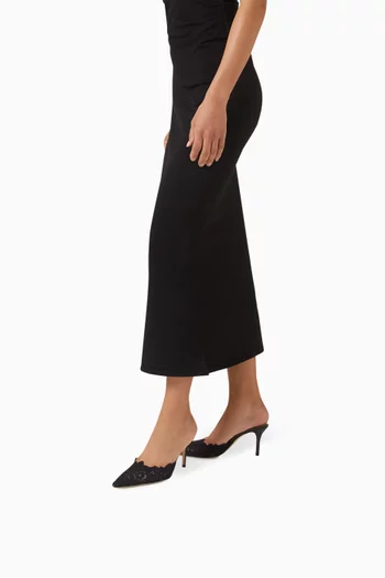 حذاء أمالفي مفتوح من الخلف بكعب 75 مم دانتيل كروشيه