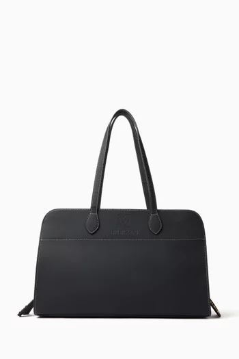 Logo Tote Bag in Faux Leather