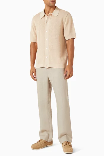 قميص أبيلو بأزرار قطن منسوج