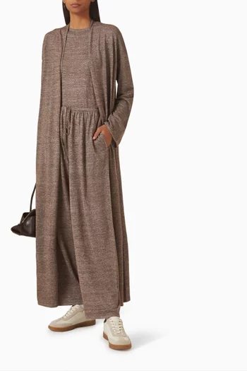 Belted Longline Cardigan in Wool-linen