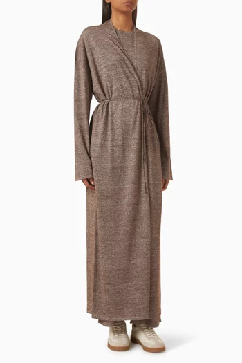 Belted Longline Cardigan in Wool-linen