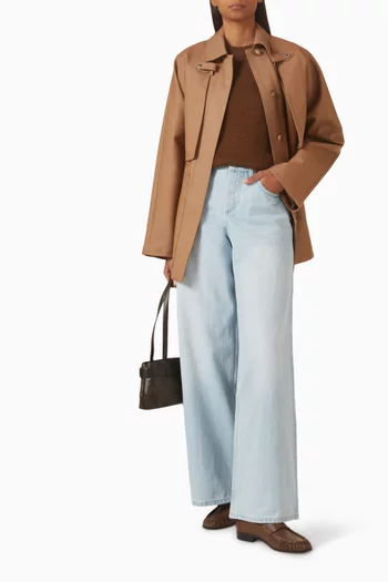 Drop-shoulder Sweater in Cotton-knit