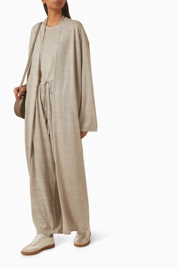 Belted Longline Cardigan in Wool-linen